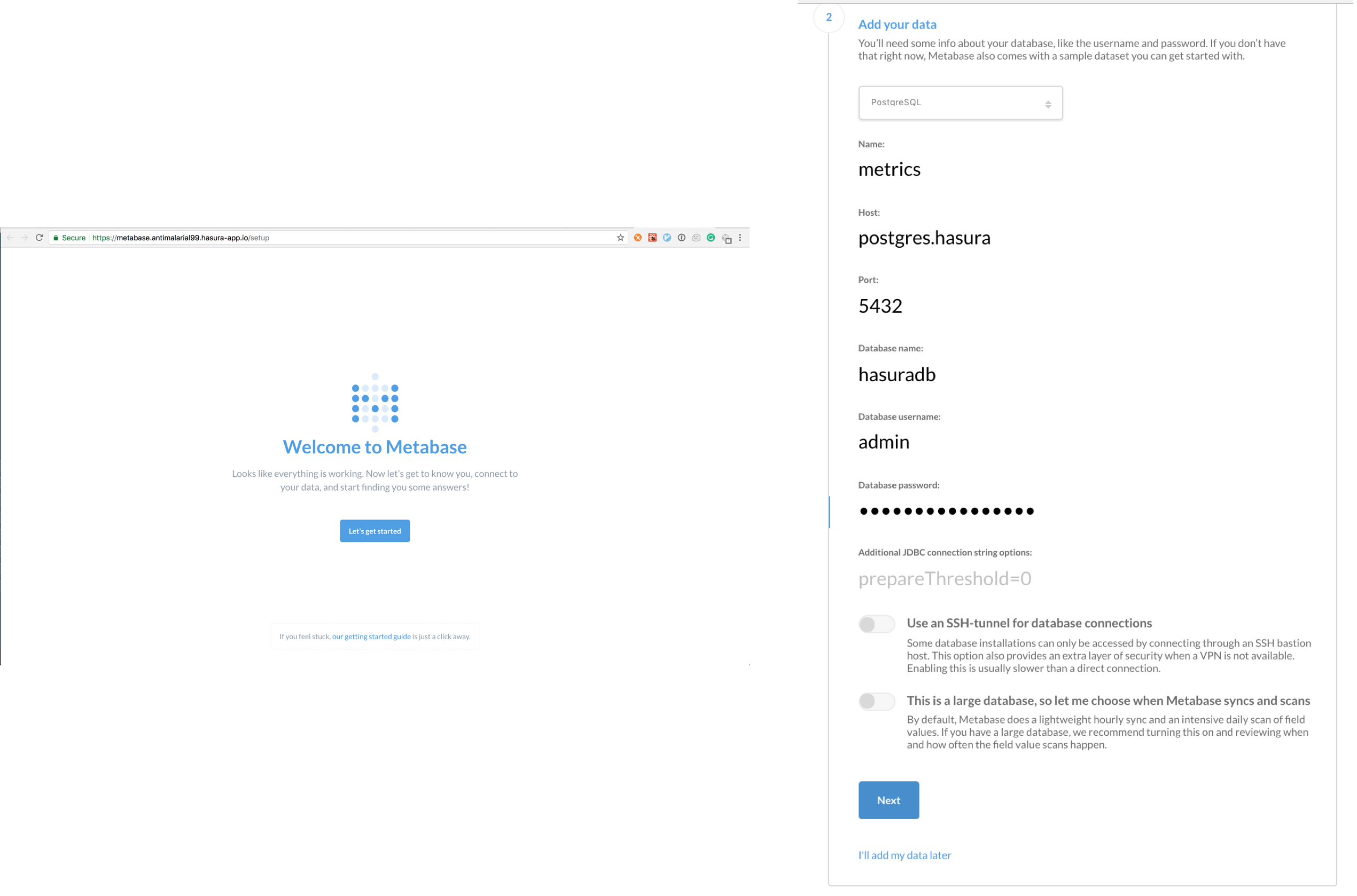 metabase setup